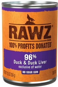 Rawz 96% Duck & Duck Liver Canned Dog Food 12.5oz Rawz 96% Duck & Duck Liver Canned Dog Food 12.5oz