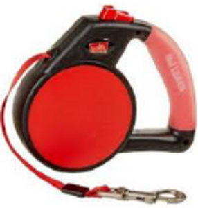 Gel Handle Reflective Tape Retractable Leash Red Medium