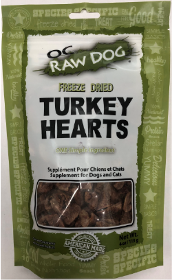 OC Raw Freeze Dried Turkey Hearts Dog Treat 4oz Pet Food Warehouse