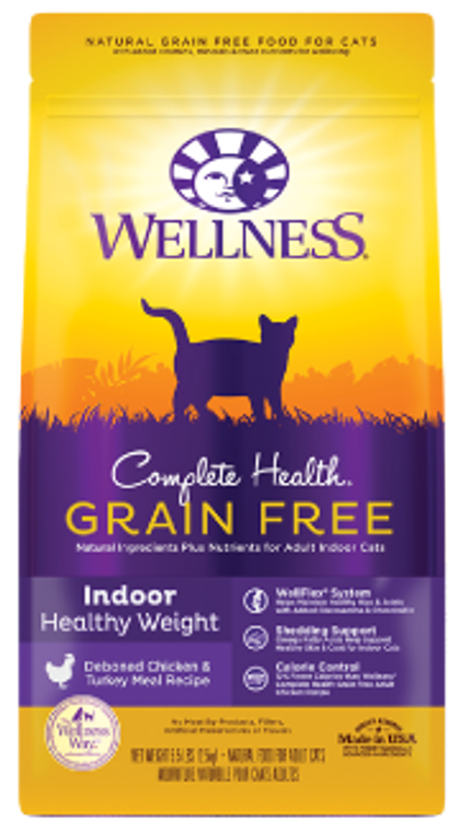 Wellness Complete Health GF Indoor Healthy Weight Chicken Turkey Cat Food 5lb-8o