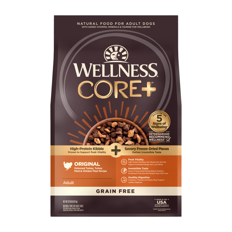 Wellness Core+ Turkey Chicken Adult Dog Food 20lb
