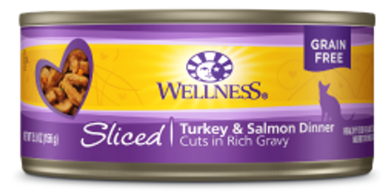 Wellness Sliced Turkey Salmon Dinner Cat Food 5.5oz