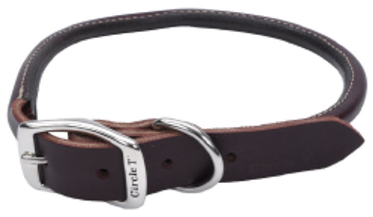 Coastal Round Latigo Leather Dog Collar 1 24"