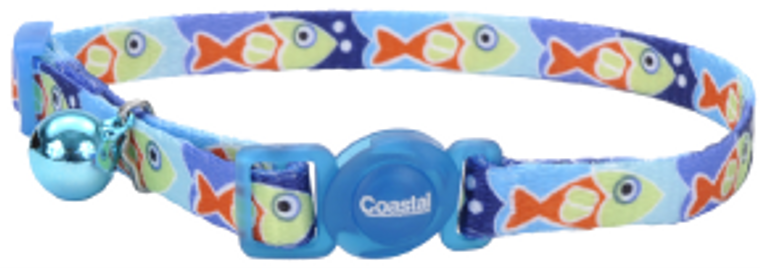 Coastal Safety Cat Collar 3/8 8-12 Blue Fish