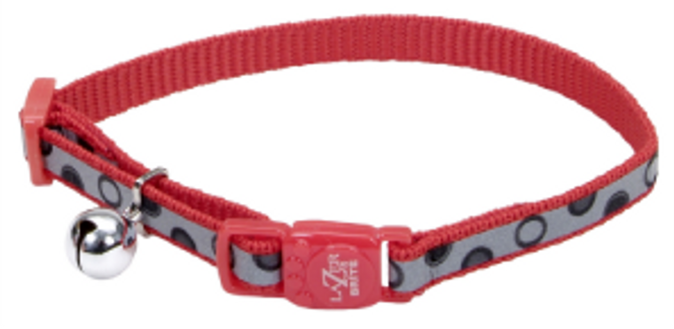 Coastal Lazer Brite Safety Cat Collar 3/8 8-12 Red Bubbles