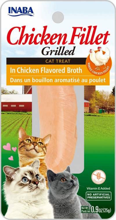 Inaba Grilled Fillets Chicken in Chicken Flavored Broth Cat Treat .9oz