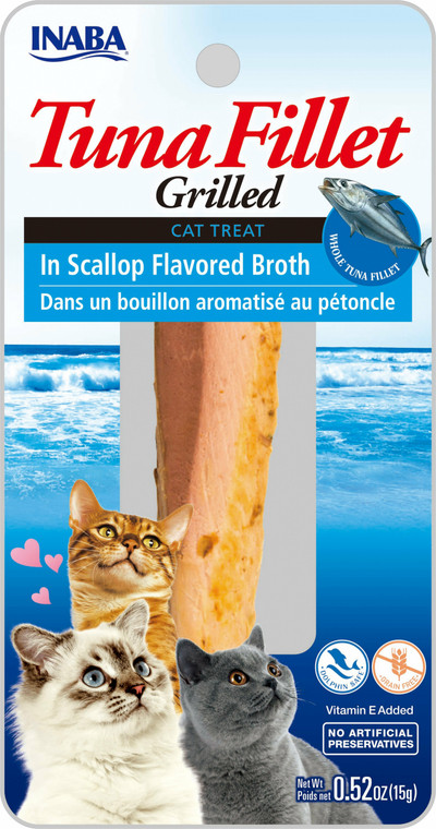 Inaba Grilled Fillets Tuna in Scallop Flavored Broth Cat Treat .52oz