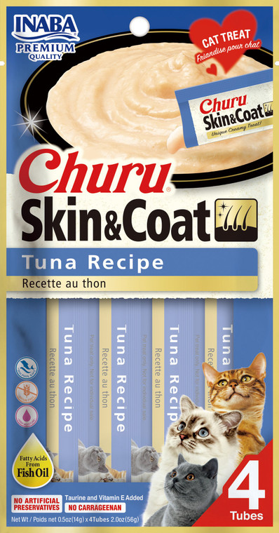 Inaba Churu Skin & Coat Tuna Recipe Cat Treat 2oz