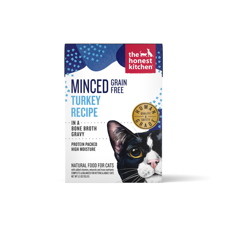 Honest Kitchen Cat Minced Turkey Recipe in Bone Broth Gravy 5.5oz