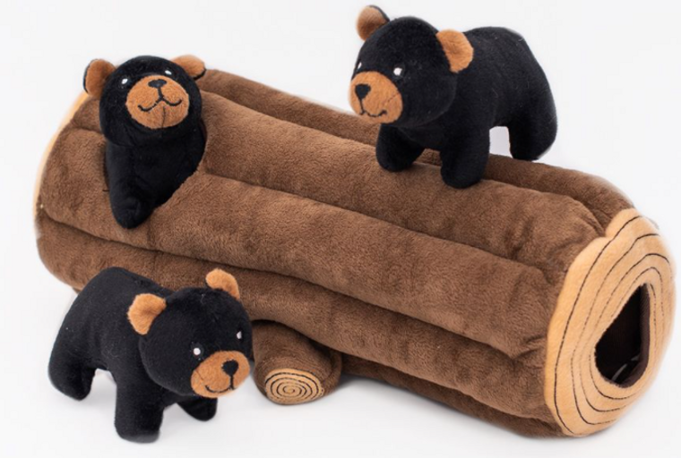 Zippy Paws Burrow Black Bear Log