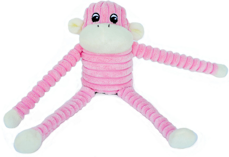 Zippy Paws Spencer Crinkle Monkey Pink Small