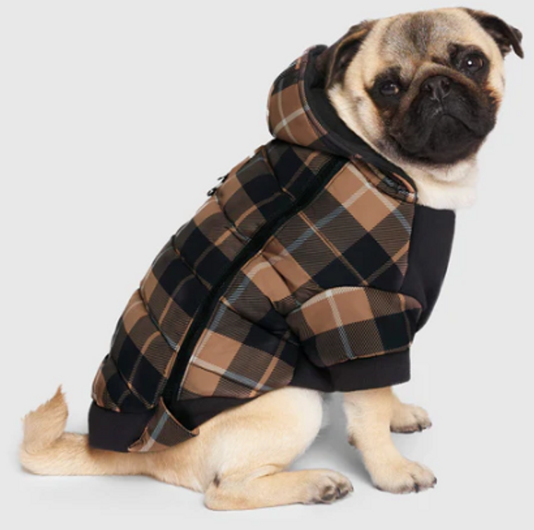 Canada Pooch Prism Puffer Coat Brown Plaid Size 18