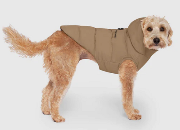 Canada Pooch Waterproof Puffer Coat Taupe Size 16