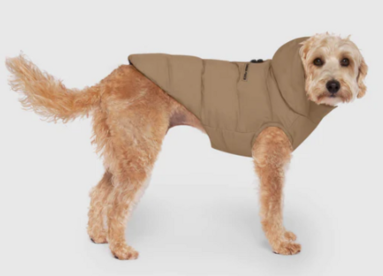 Canada Pooch Waterproof Puffer Coat Taupe Size 24