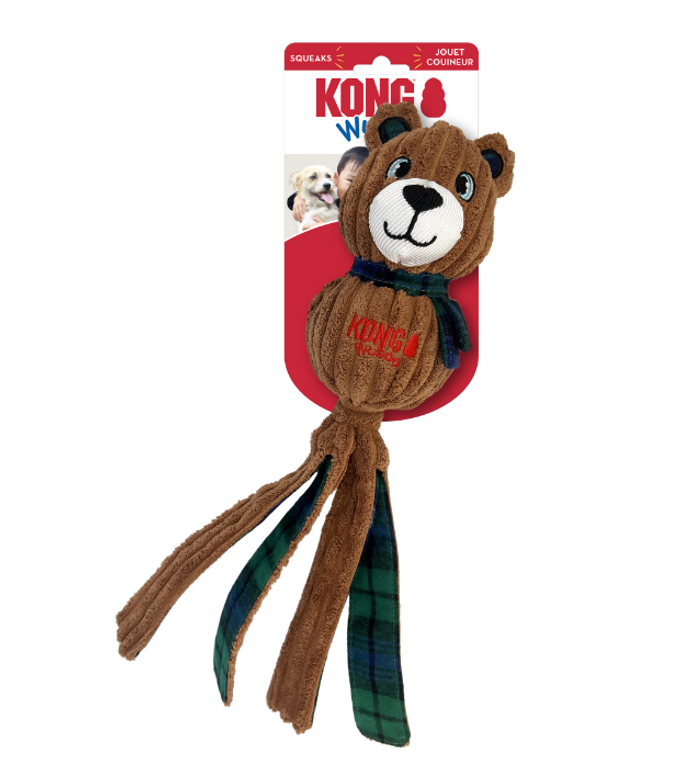 Kong Holiday Wubba Corduroy Bear Green Large