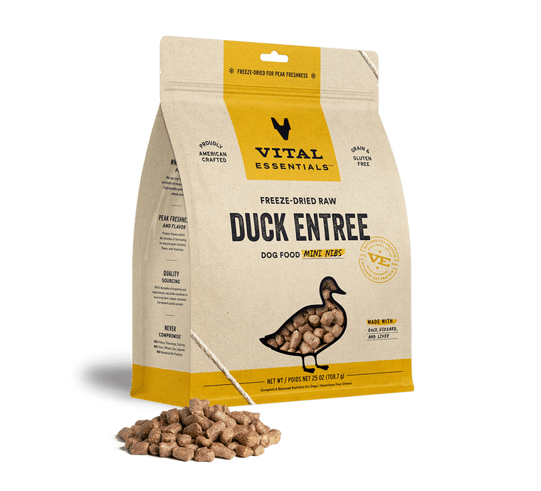 Vital Essentials Freeze-Dried Raw Entree Dog Food Mini Nibs Duck 25oz