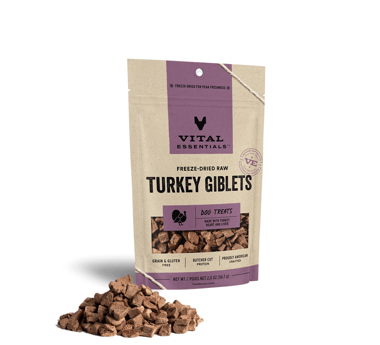 Vital Essentials Freeze-Dried Dog Treats Turkey Giblets 2oz