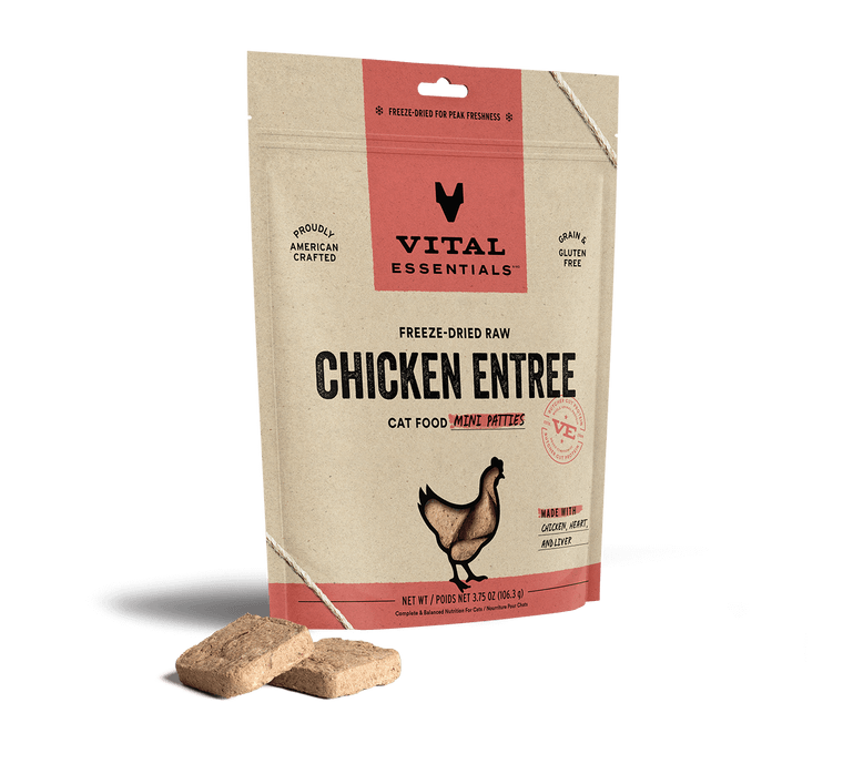 Vital Essentials Freeze-Dried Cat Food Mini Patties Chicken 3.75oz