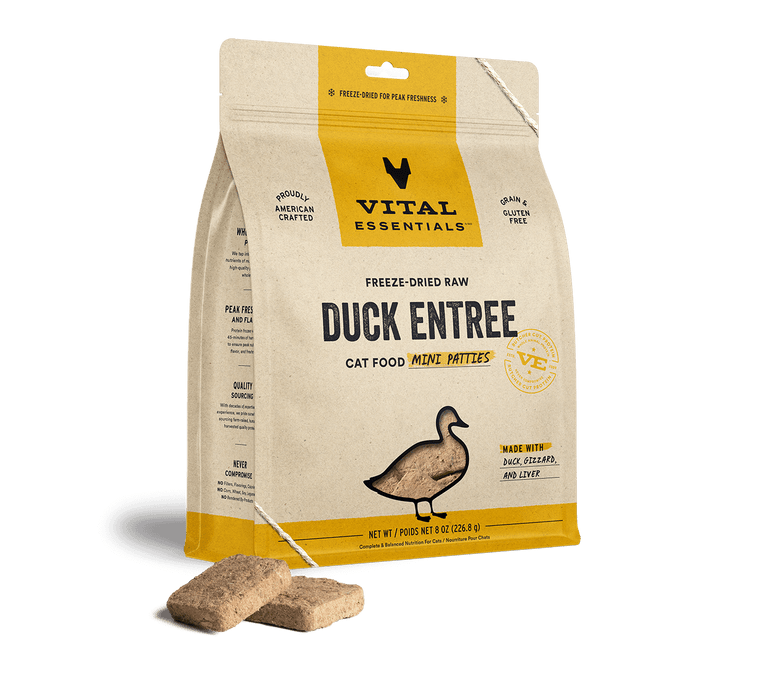 Vital Essentials Freeze-Dried Cat Food Mini Patties Duck 8oz