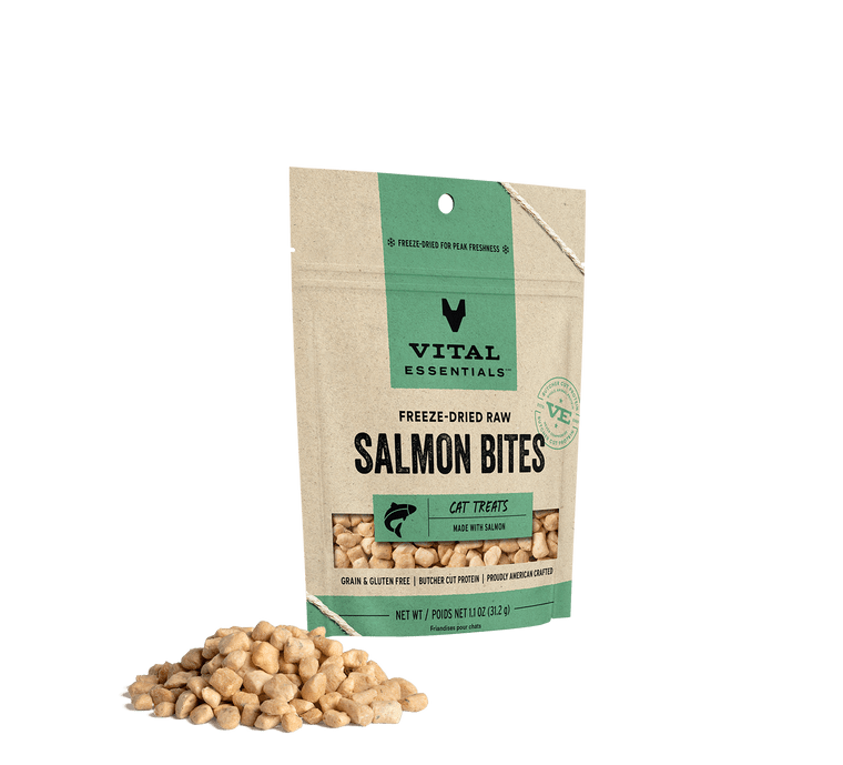 Vital Essentials Freeze-Dried Bites Cat Treat Salmon Bites 1.1oz