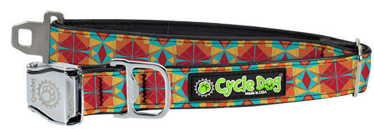 Cycle Dog FattyWidth 1.5" Collar Red Orange Kaleidoscope Medium