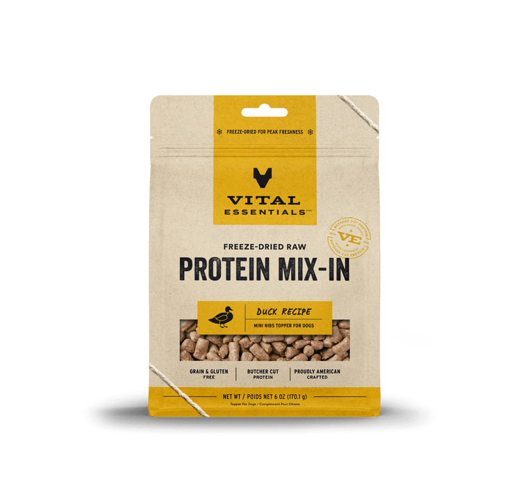 Vital Essentials Raw Protein Mix-In Duck Recipe Mini Nibs Topper for Dogs 6oz