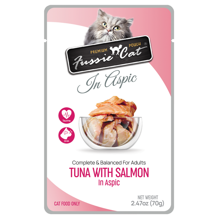 Fussie Cat Premium Tuna w/ Salmon in Aspic Pouch 2.47oz