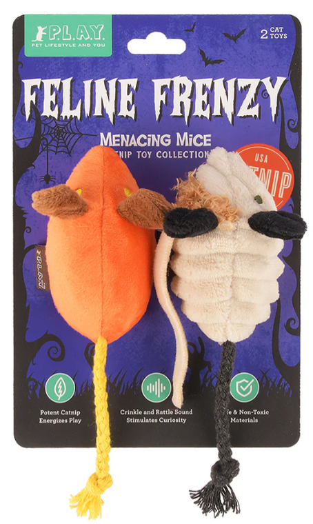 P.L.A.Y. Feline Frenzy Halloween Cat Toy Menacing Mice 2 pack