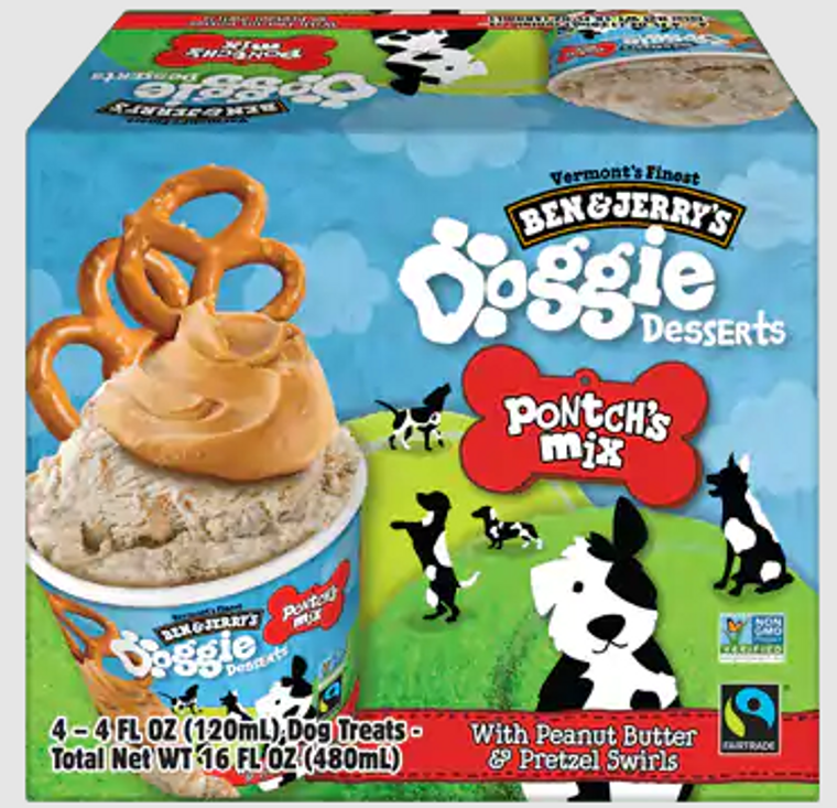 Ben & Jerry's Pontch's Mix Dog Treat Peanut Butter & Pretzel Swirls 4pk 4oz