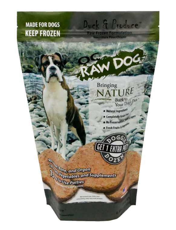 OC Raw Duck Produce Patty Dog Food 6lb
