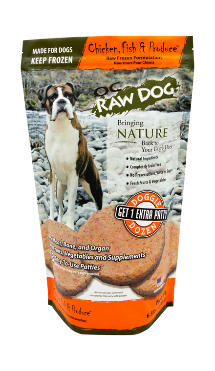 OC Raw Chicken Fish Produce Patty Dog Food 6lb