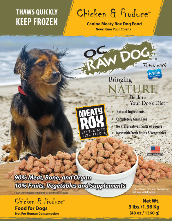 OC Raw Rox Chicken Produce Dog Food 3lb