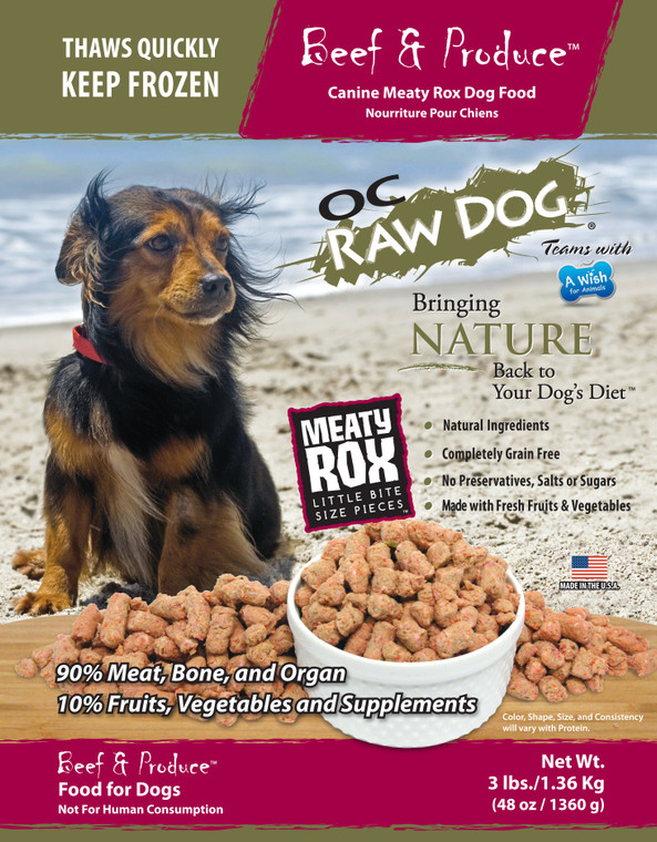 OC Raw Rox Beef Produce Dog Food 3lb