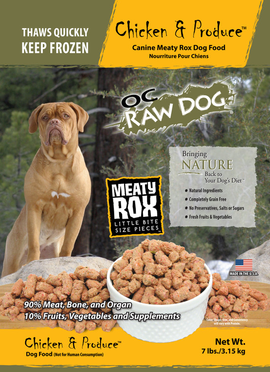 OC Raw Rox Chicken Produce Dog Food 7lb
