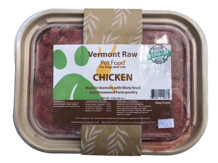 Vermont Raw Chicken Dog Food 4lb