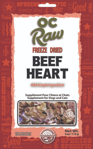 OC Raw Freeze Dried Beef Heart  Dog Treat 4oz
