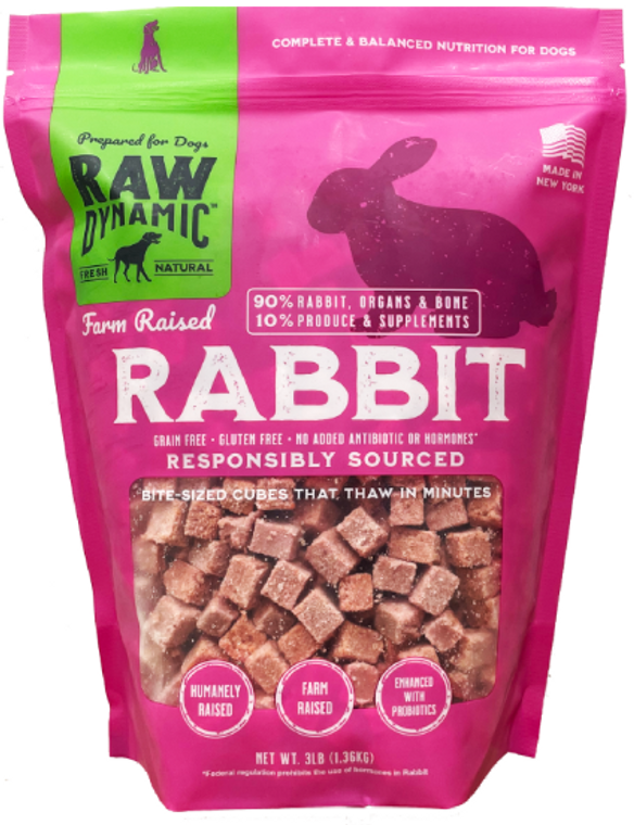 Raw Dynamic Frozen Dog Food Rabbit 3lb