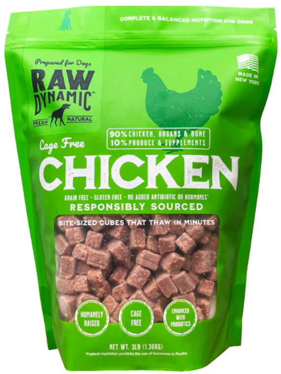 Raw Dynamic Frozen Dog Food Chicken 3lb