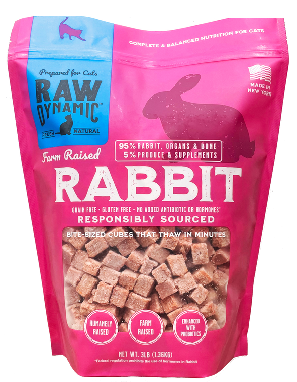 Raw Dynamic Frozen Cat Food Rabbit 3lb