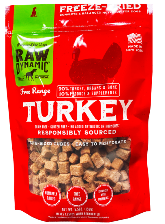 Raw Dynamic Freeze Dried Dog Food Turkey 5.5oz