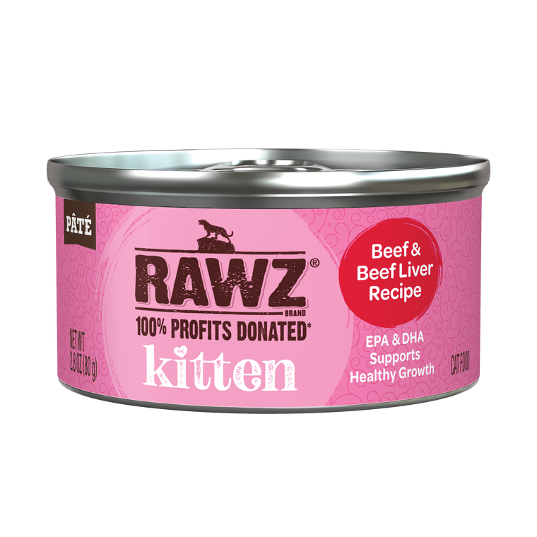 Rawz Beef & Beef Liver Kitten Canned 2.8oz.