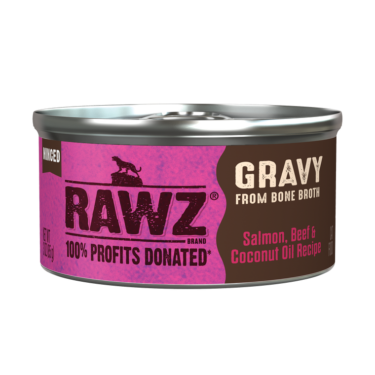 Rawz Salmon,Beef & Coconut Oil Gravy Cat Canned 3oz