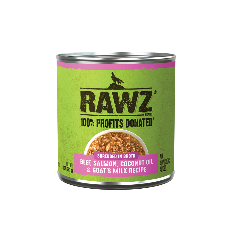 Rawz Shredded Beef, Salmon & Coconut Oil Dog Food 10oz
