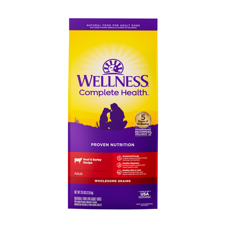 Wellness Complete Health Adult Beef & Barley Dog Food 26lb