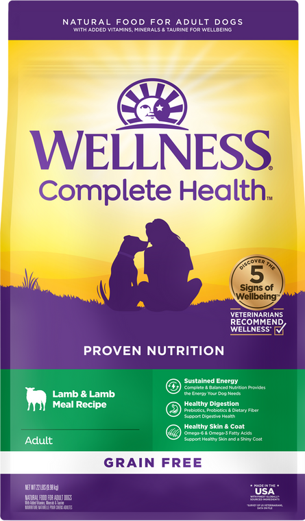Wellness Complete Health Grain Free Dog Adult Lamb & Lamb Meal 22lb