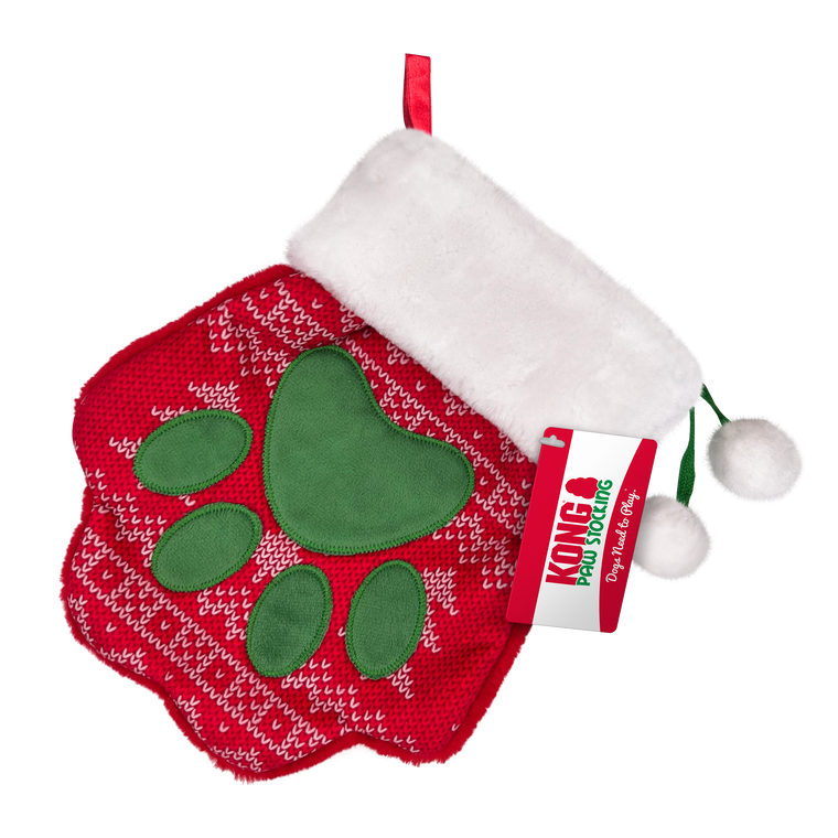 Kong Holiday Dog Toy Stocking Paw Large