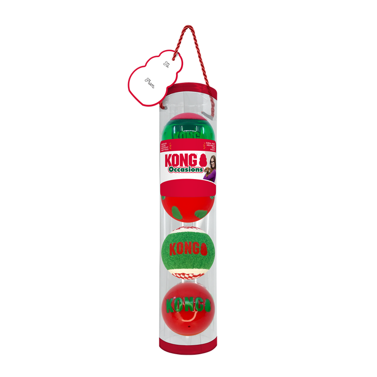 Kong Holiday Dog Toy Occasions Balls Medium 4 pack