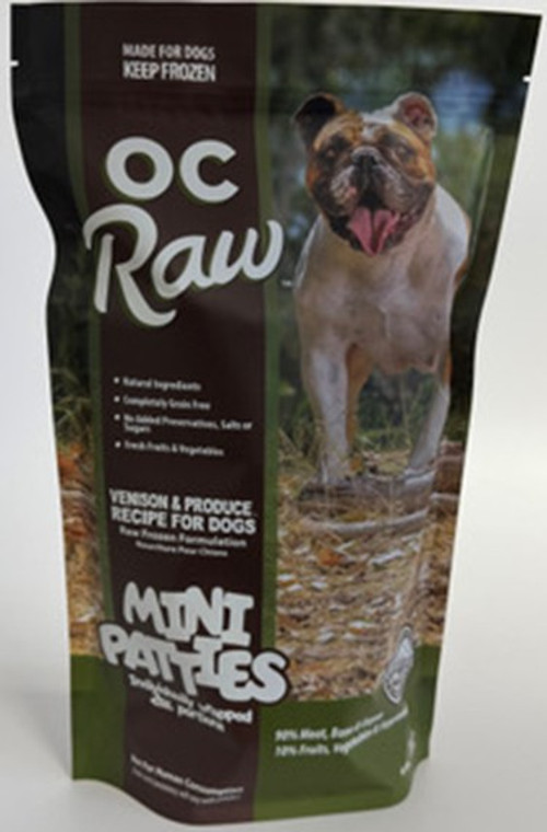 OC Raw Sliders Venison Produce Dog Food 4lb