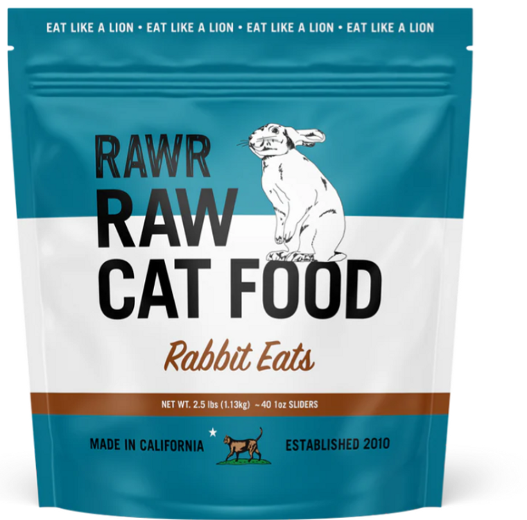 Rawr Frozen Cat Food Rabbit Eats 2.5lb
