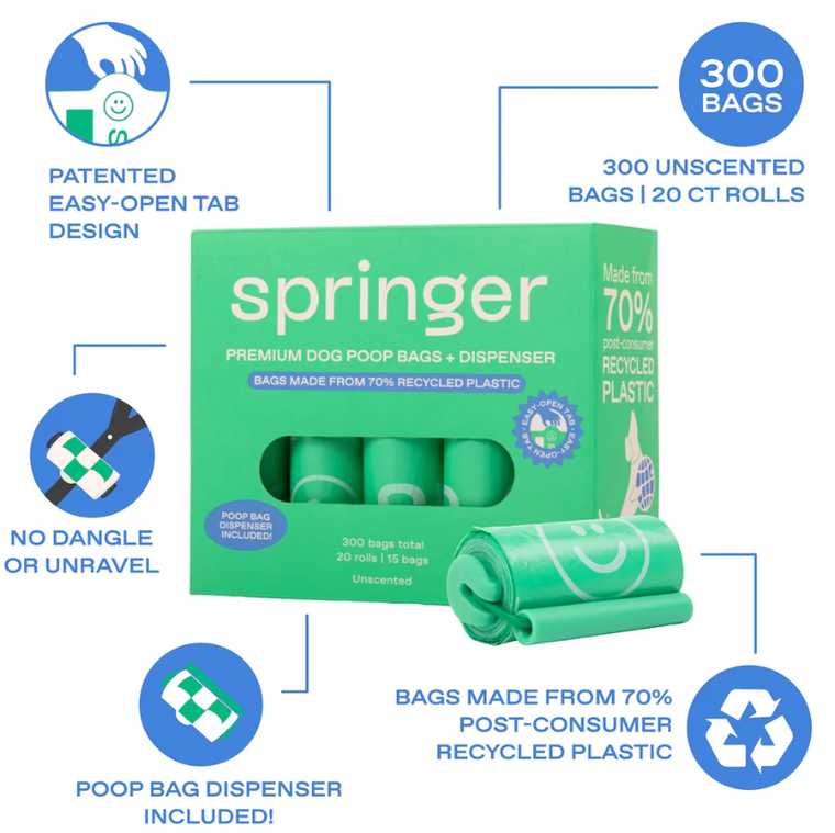 Springer Premium Dog Poop Box 20 Rolls w/ Dispenser